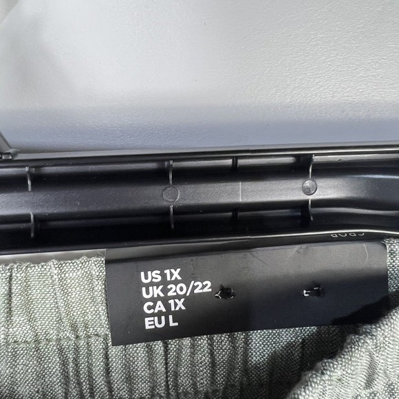 Jones New York Women 1X Crop Ankle Pants Linen Blend green White Cuffed elastic - Picture 4 of 9